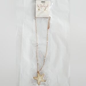 Gold and Cream Starfish Necklace & Earring Set
